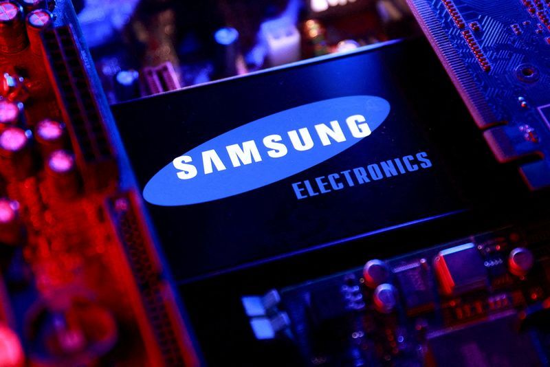 FILE PHOTO: A Samsung Electronics logo and a computer motherboard appear in this illustration