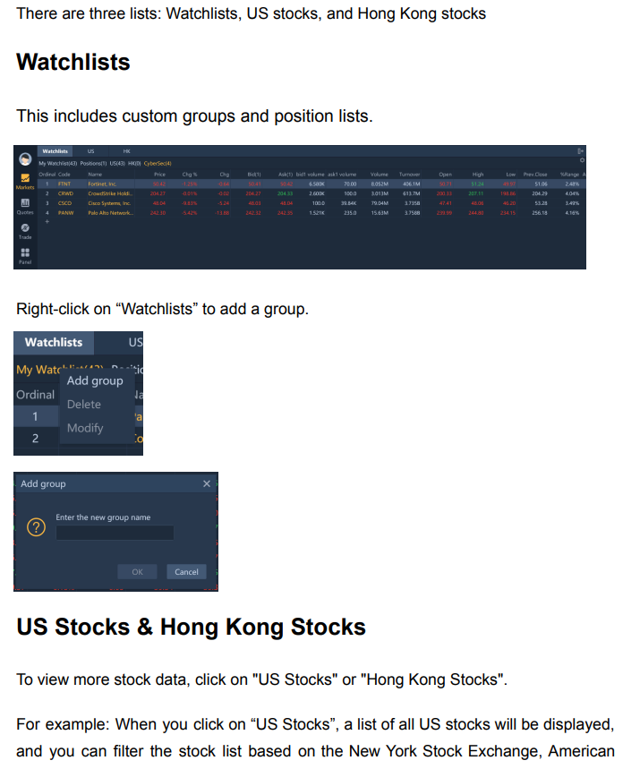 M+ Global PC Version - Quotes & Watchlists