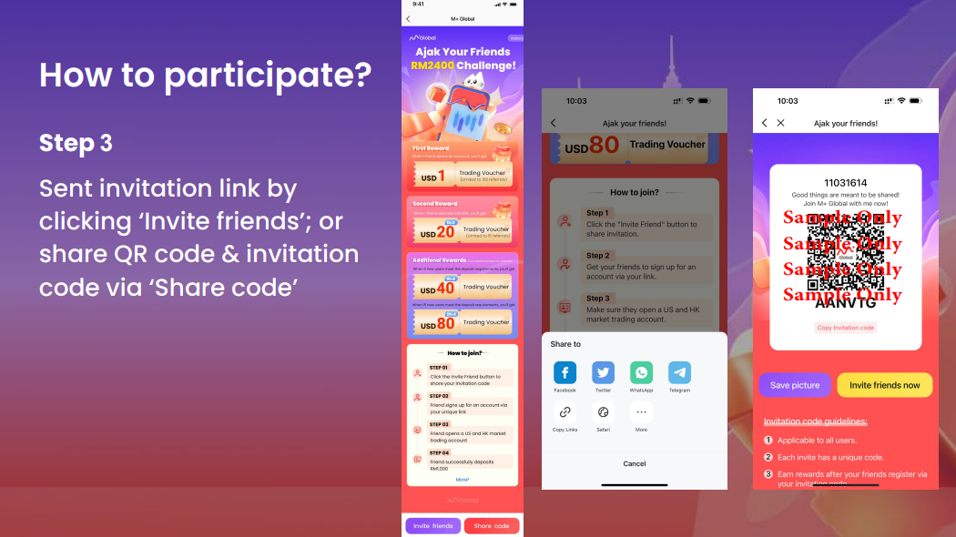 Share Invitation Link / QR code to your friends.