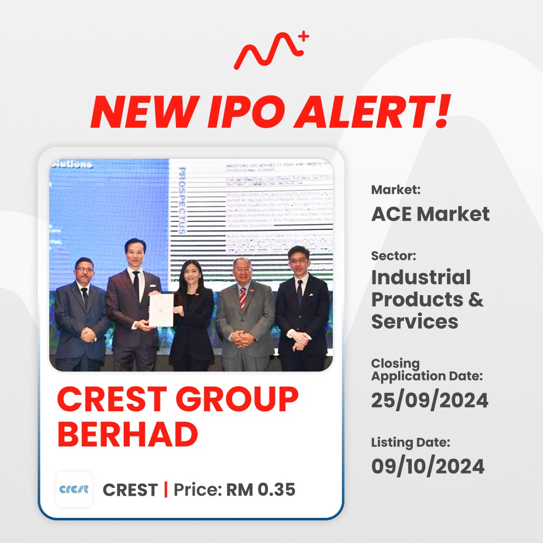 Crest Group Berhad will be available on 09 October 2024