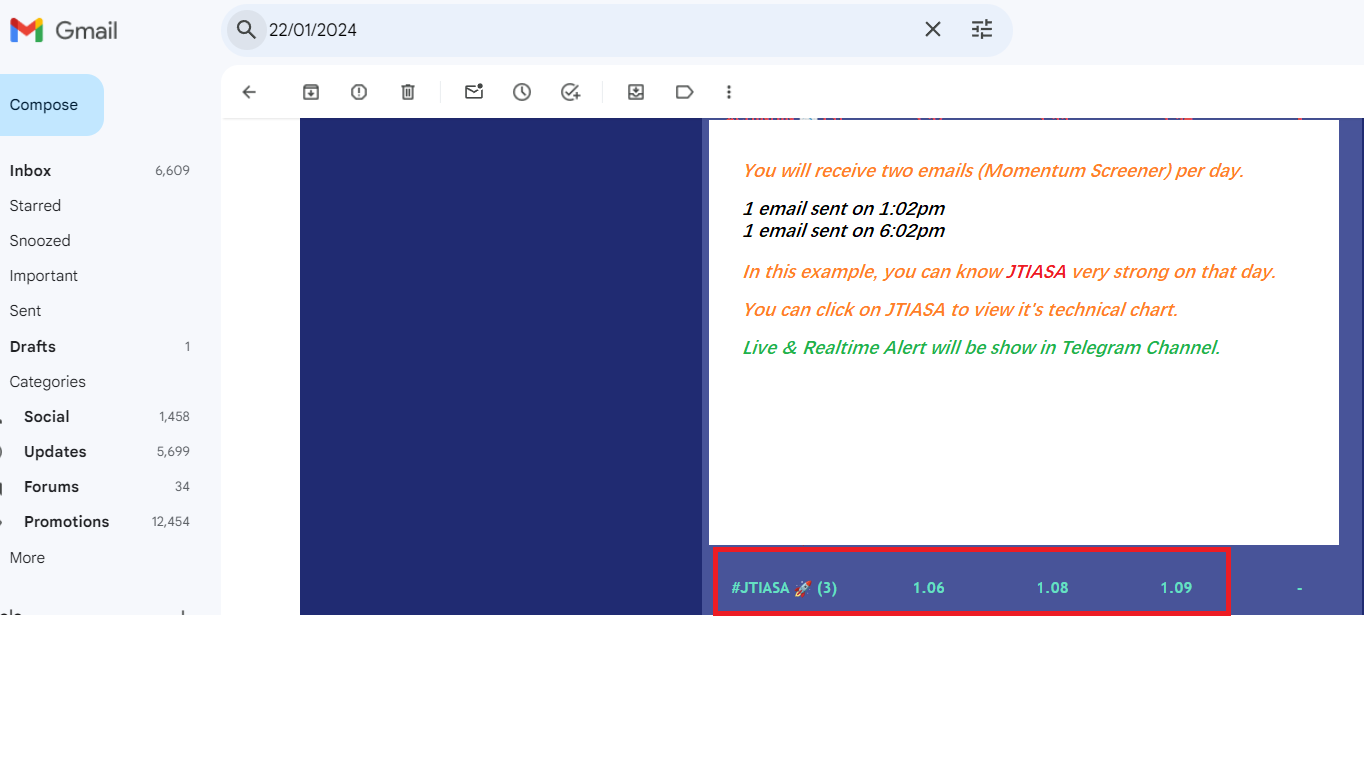 Jtiasa appeared in the email on 22 January 2024.