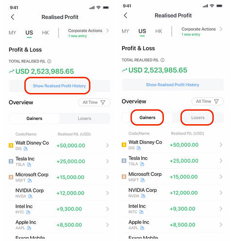 Introducing Realised Profit Tracking for US & HK Markets – M+ Global APP: m global realised profit 3