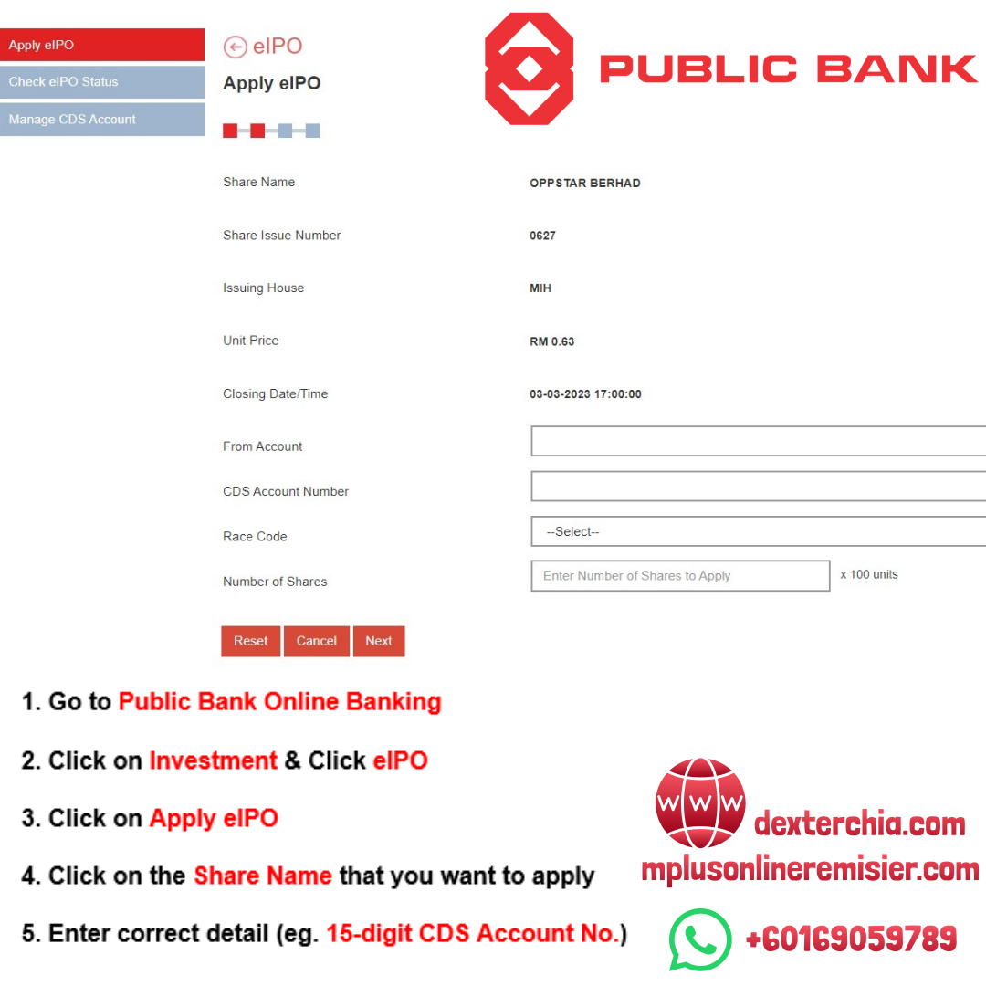 An Example of eIPO from Public Bank Online Banking.