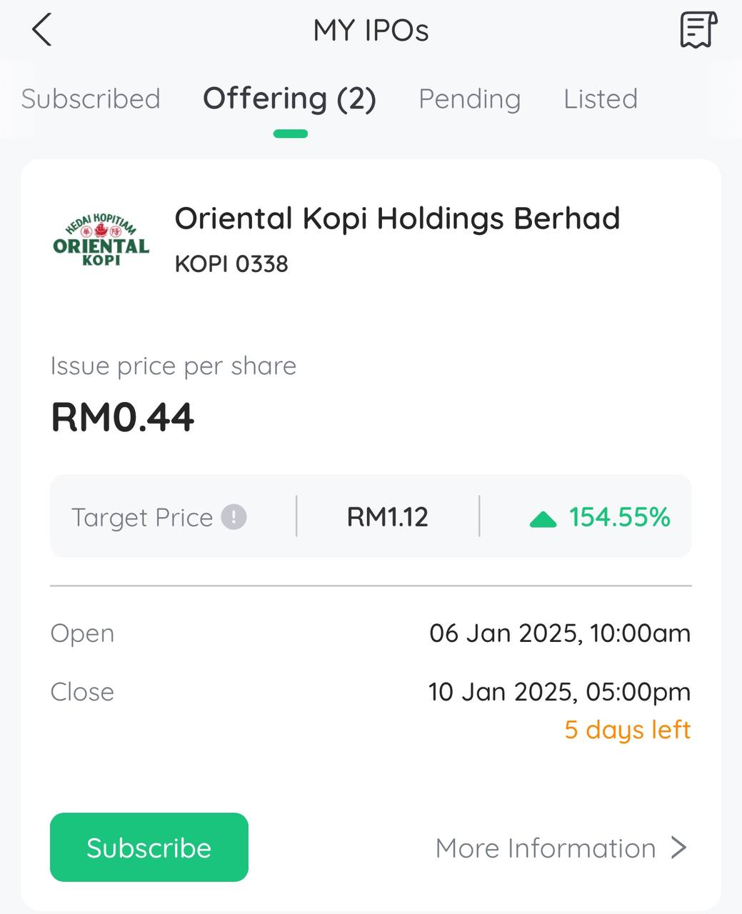 Oriental Kopi Holdings Bhd: IPO Debut on Bursa Malaysia's ACE Market 23 Jan 2025 (image 3)