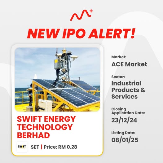 Swift Energy Technology Berhad will be listed on Bursa Malaysia next year. 08/01/2025
