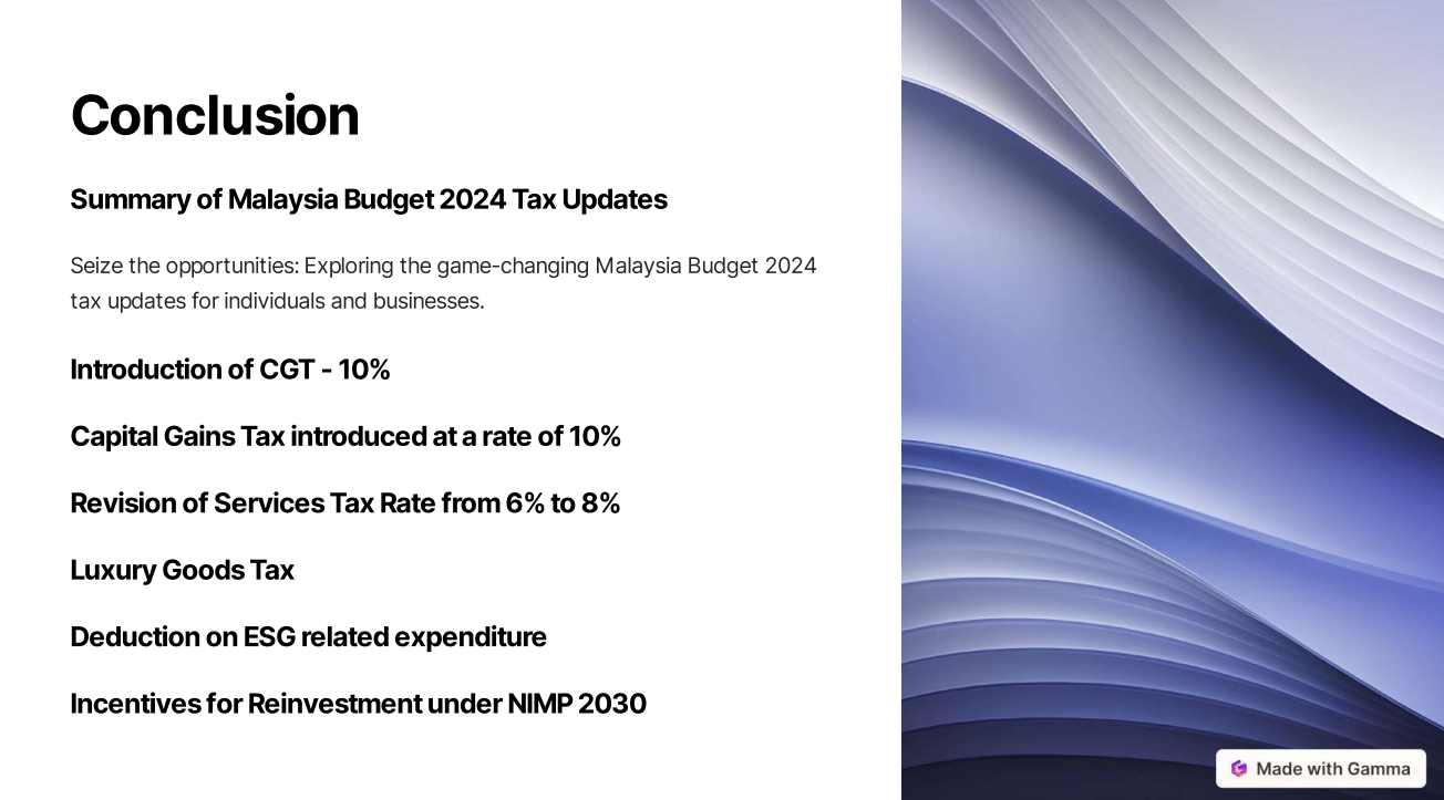 The Summary / Conclusion of Malaysia Budget 2024.