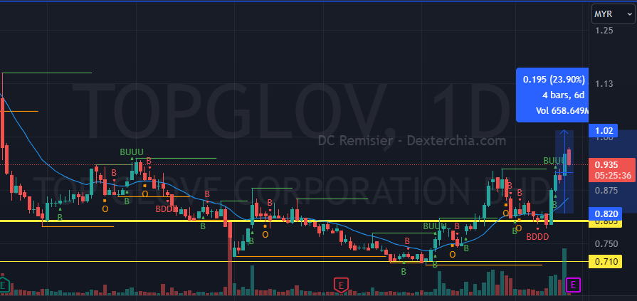 Topglove Share Price up 24% this week.