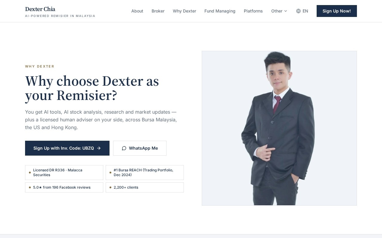 Why Choose Dexter Chia as Your Remisier | M+ Global Malaysia