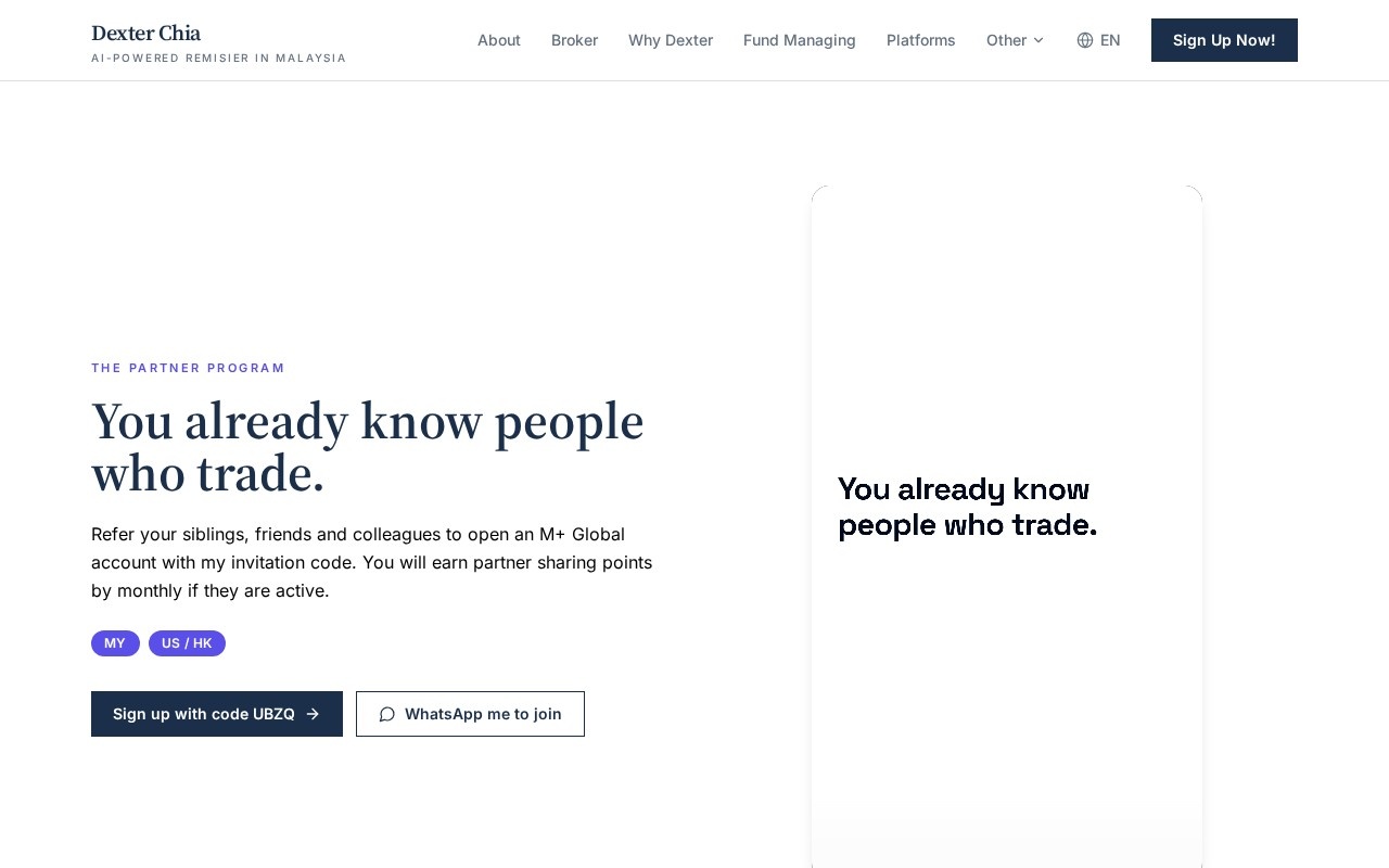 Referral Program - Earn Partner Sharing | Dexter Chia