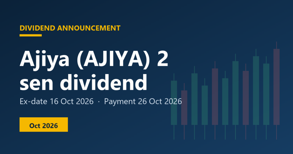 Ajiya (AJIYA) dividend 2 sen, ex-date 16 Oct 2026