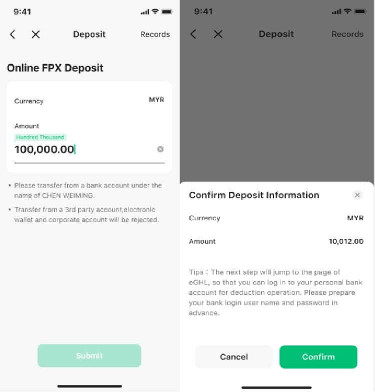 Deposit Instructions — M+ Global app screenshot 3