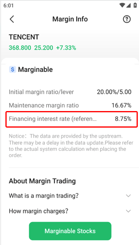 How to Check the Stock's Margin Ratio — M+ Global app screenshot 2