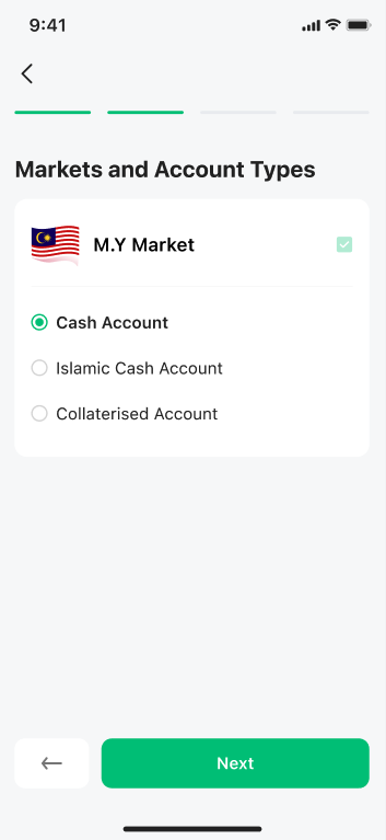 How to Re-apply for a MY Stock Trading Account — M+ Global app screenshot 3