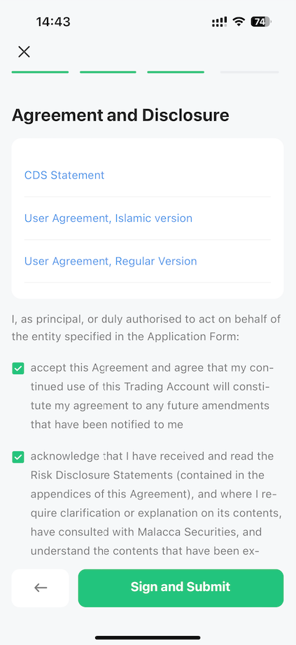 How to Re-apply for a MY Stock Trading Account — M+ Global app screenshot 6