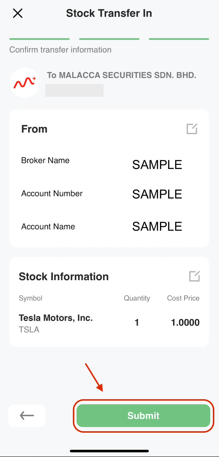 How to Transfer in Stock to M+Global — M+ Global app screenshot 6