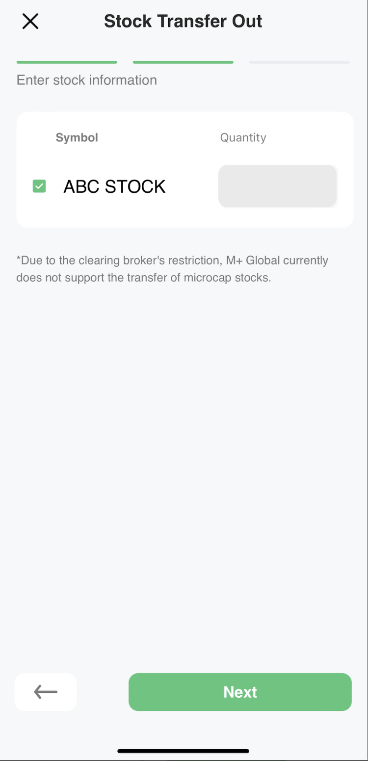 How to Transfer out Stock From M+Global — M+ Global app screenshot 4