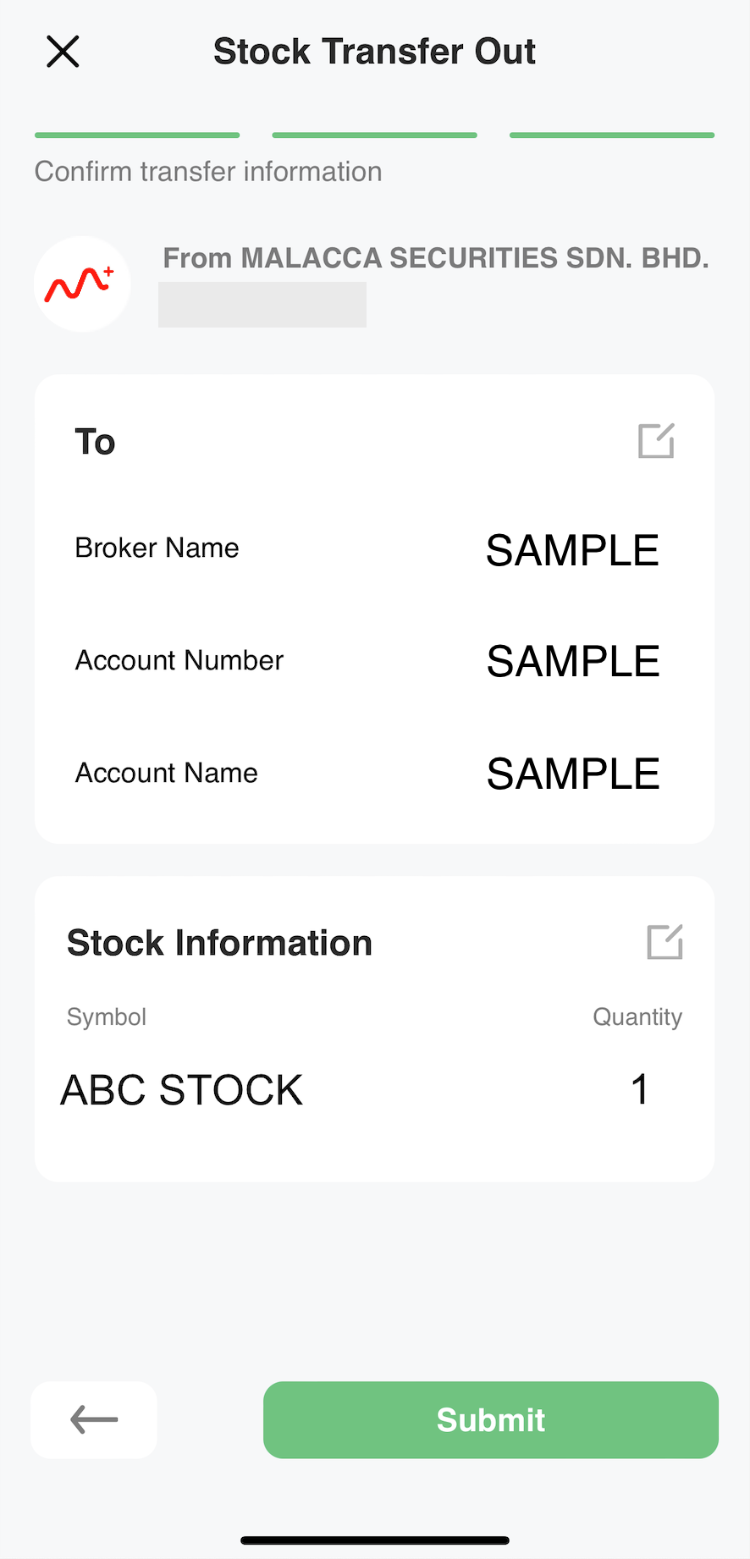 How to Transfer out Stock From M+Global — M+ Global app screenshot 5