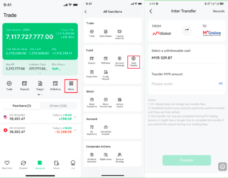 Inter Transfer Guide — M+ Global app screenshot 3