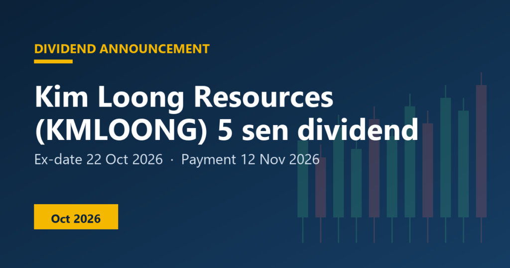Kim Loong Resources (KMLOONG) dividend 5 sen, ex-date 22 Oct 2026
