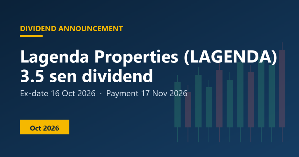 Lagenda Properties (LAGENDA) dividend 3.5 sen, ex-date 16 Oct 2026