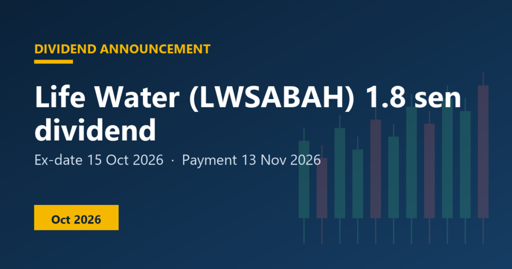 Life Water (LWSABAH) dividend 1.8 sen, ex-date 15 Oct 2026