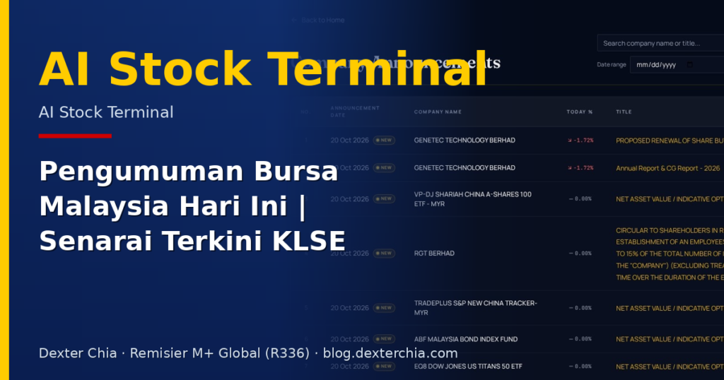 Pengumuman Bursa Malaysia Hari Ini | Senarai Terkini KLSE