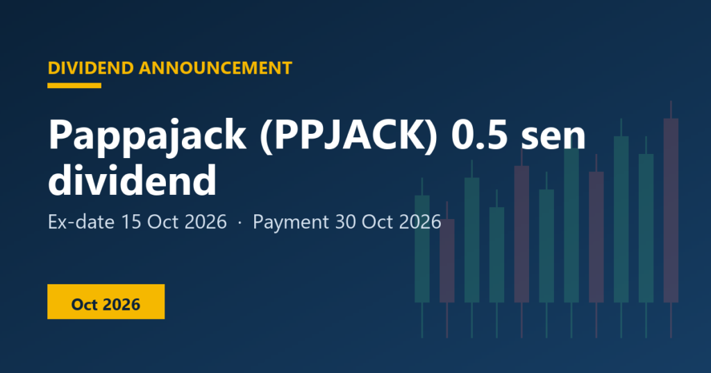 Pappajack (PPJACK) dividend 0.5 sen, ex-date 15 Oct 2026