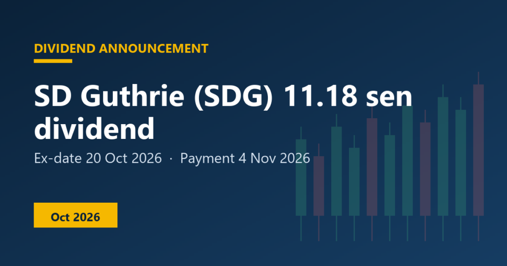 SD Guthrie (SDG) dividend 11.18 sen, ex-date 20 Oct 2026