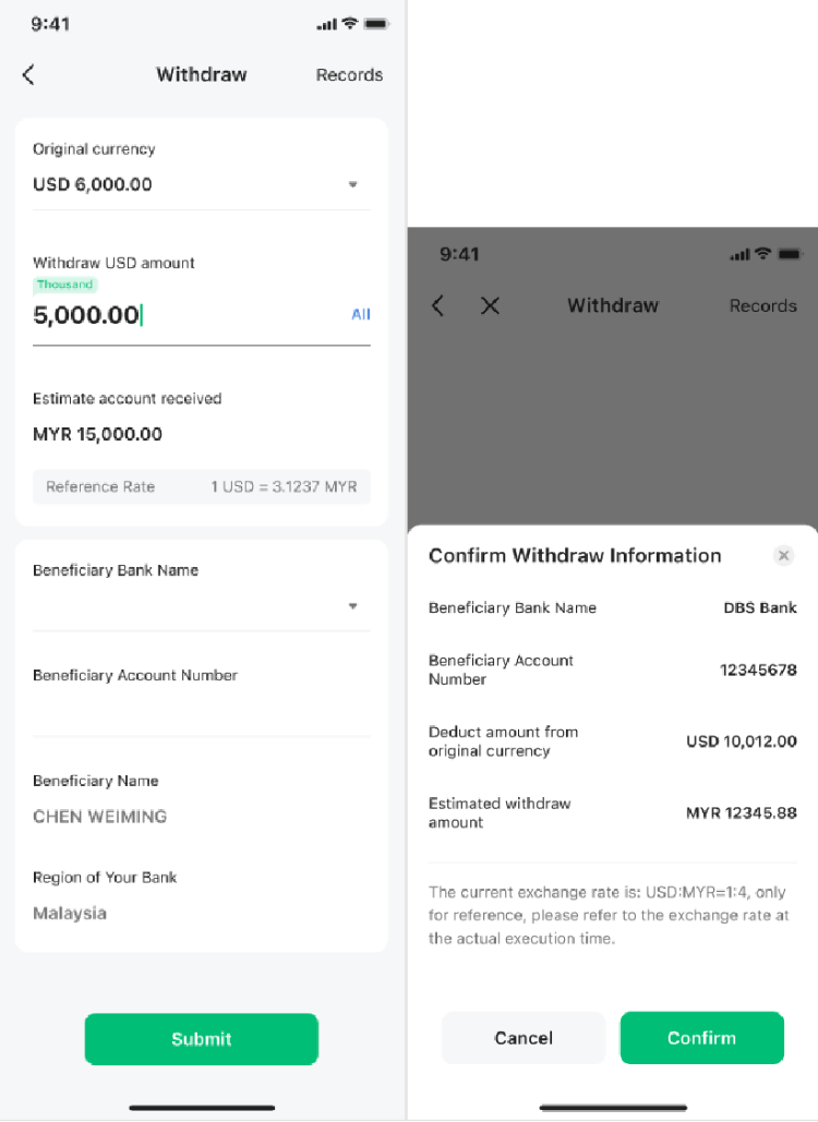 Withdrawal Instructions — M+ Global app screenshot 2