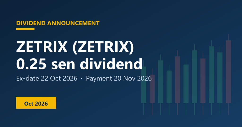 ZETRIX (ZETRIX) dividend 0.25 sen, ex-date 22 Oct 2026